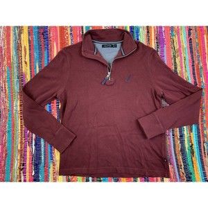 Nautica Sweatshirt Pullover 3/4 Zip Mens Size S Small Burgundy